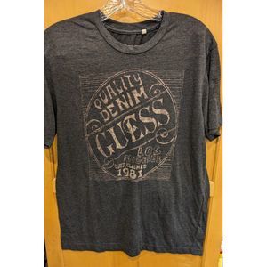 Guess Mens Logo Los Angeles‎ T shirt Size Large Black Quality Denim Since 1981